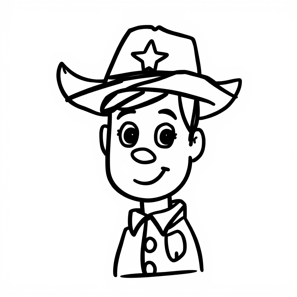 Woody wearing a sheriff's hat