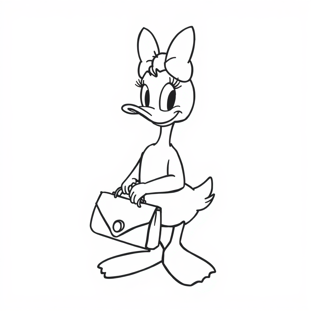 Daisy Duck holding a clutch purse