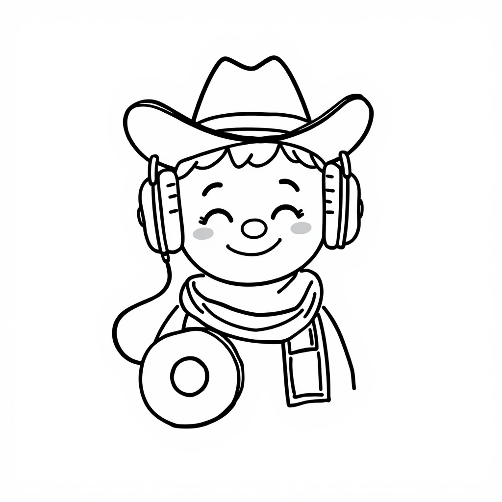 Country music fan with cowboy headphones