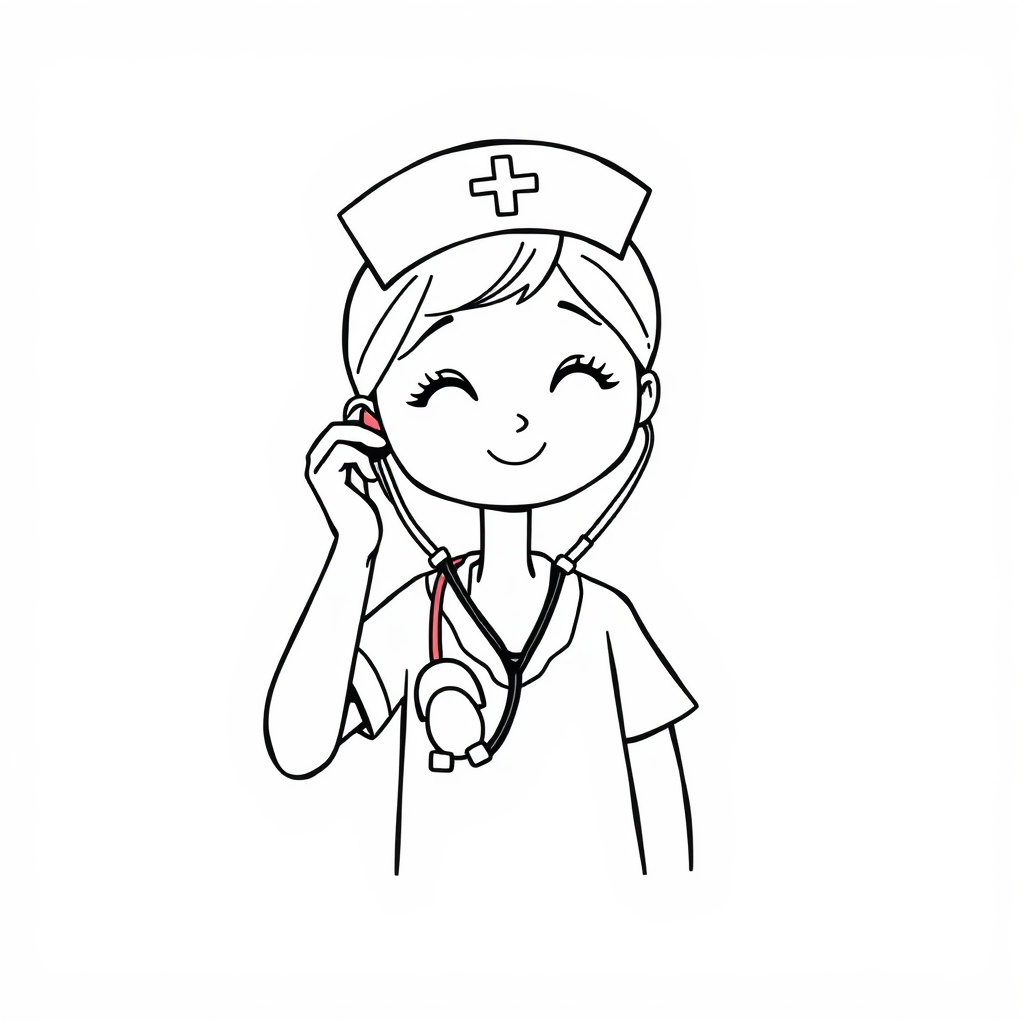 Nurse adjusting stethoscope earpieces