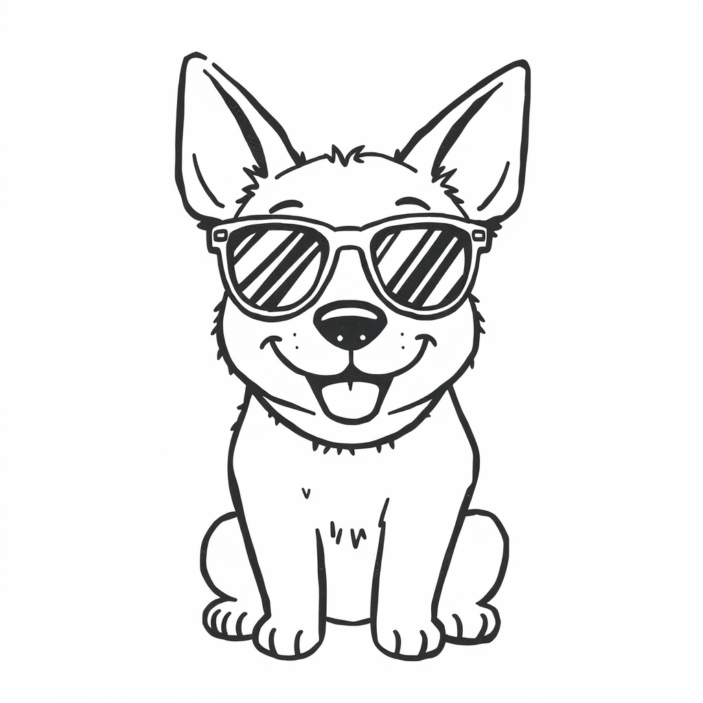 Sunglasses on a happy dog