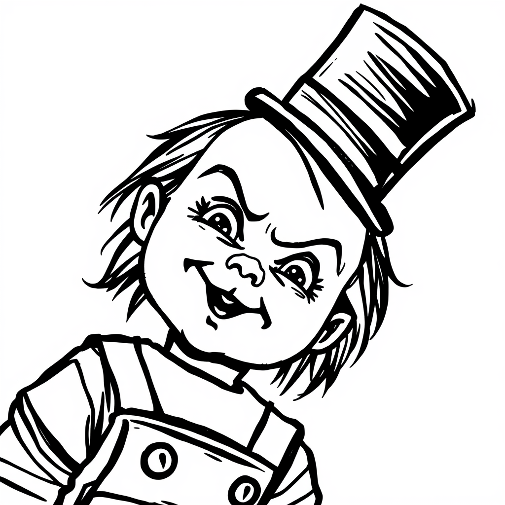 Chucky wearing a top hat