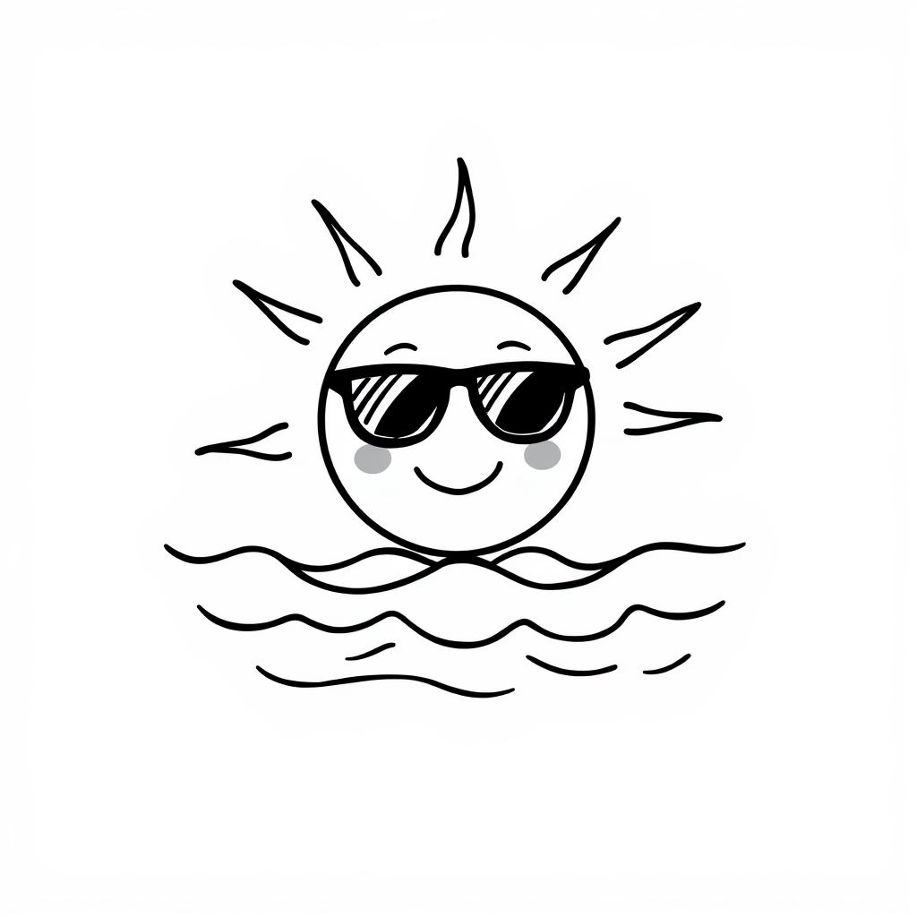 Sun with Sunglasses warming ocean