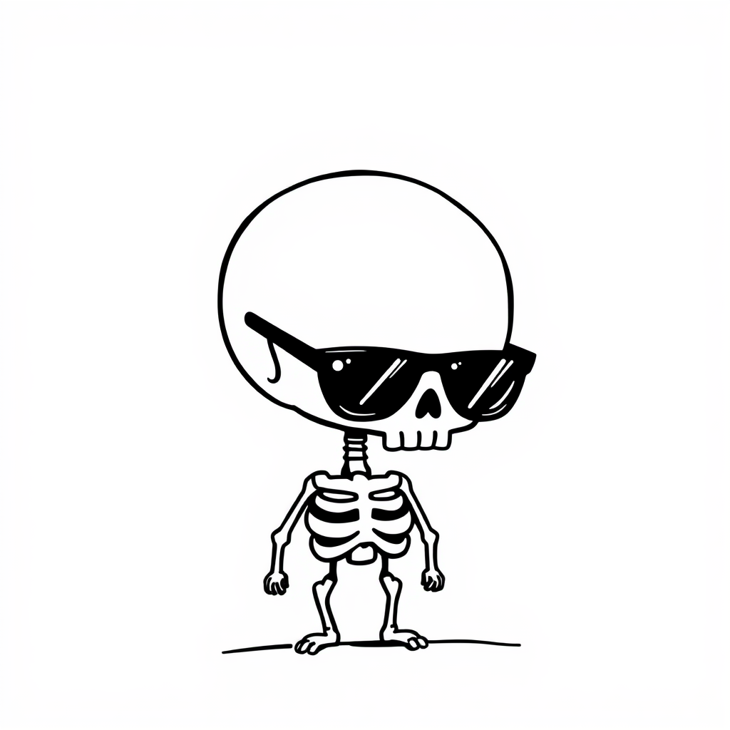 Skeleton wearing sunglasses